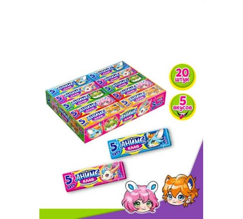 Жевательная резинка Канди Клаб Пластинки с тату 12,5гр*20*(30бл) Аниме Клаб ассорти