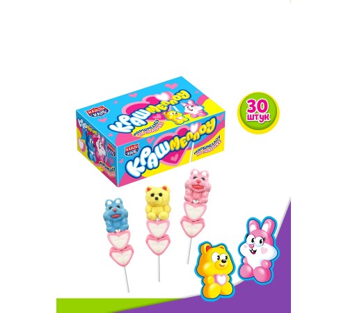 Зефир Канди Клаб 10гр*30*(12бл) Крашмеллоу на палочке