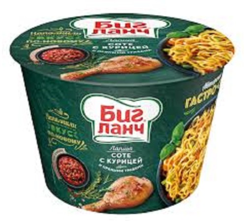 Биг Ланч Лапша 90г*24 (тарелка) Соте с курицей и травами