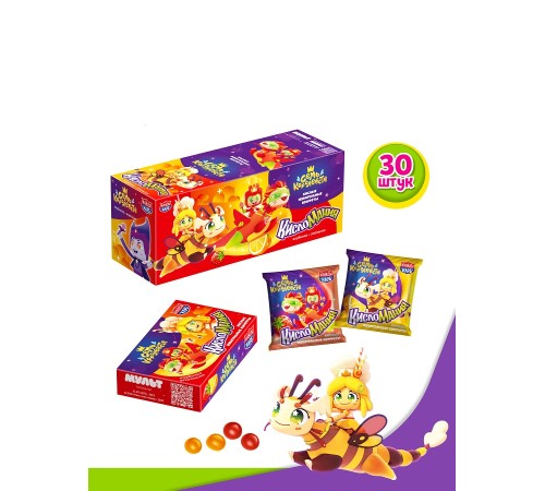 Жевательная конфета Канди Клаб 14гр*30*(12бл) Кисломания Семь королевств  Дабл фрукт апельсин и клуб