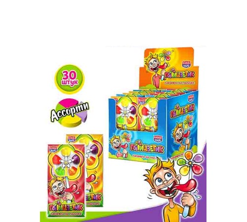 Карамель Канди Клаб 12гр*30*(12бл) Пятицветик на палочке 