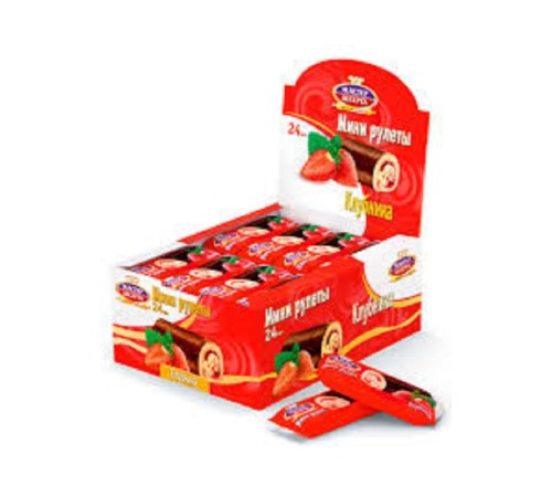 Мини-рулеты"Мастер Десерта"35г*24*(4бл) Клубника