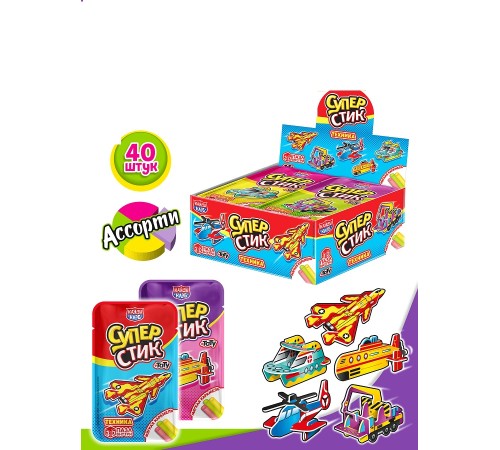 Карамель Канди Клаб Мягкая  5гр*40*(12бл) Супер Стик с 3D пазлом Животные