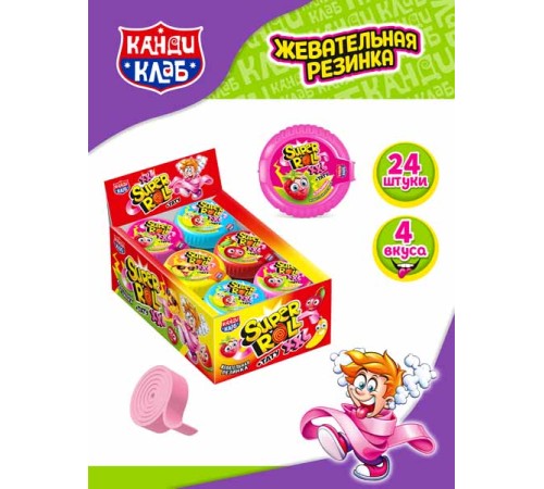 Жевательная резинка Канди Клаб 19гр*24*(12бл) SUPER ROLL TATTOO XXL