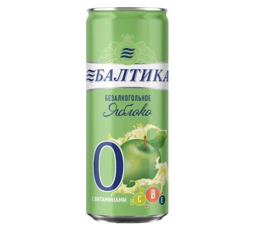 Балтика №0 Безалкогольный напиток пивной ж/б 0,33л*24 Яблоко