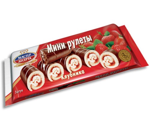 Мини-рулеты"Мастер Десерта" Клубника 175г*15