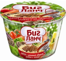Биг Ланч Лапша 90г*24 (тарелка) Говядина, грибы и зелень