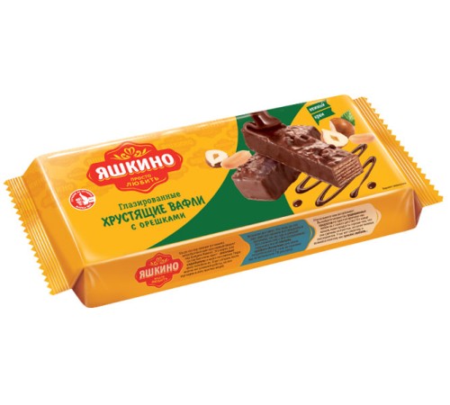 Вафли глазированные Яшкино 200г*27 с Орешками