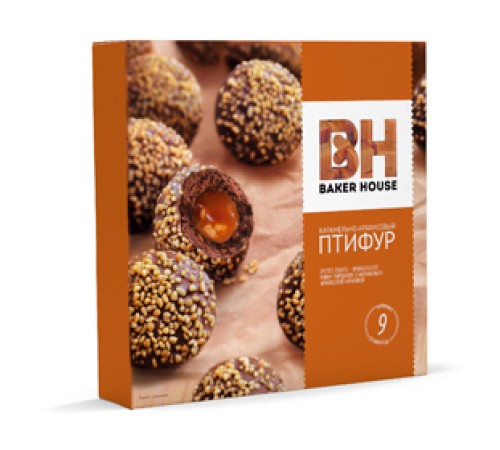 Пирожное"Птифур"Baker House 225г*10 Карамель-арахис