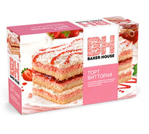 Торт бисквитный Baker House 350г*8 Клубника