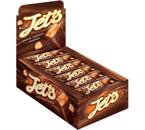 Батончики JET S с печеньем и мягк.карамелью 42г*18шт*(8бл)
