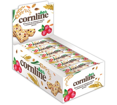 Батончики CORNLINE зерновые 30г*18*(8бл) Клюква