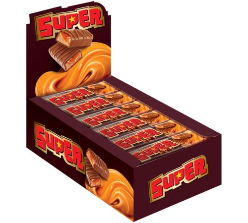 Батончики SUPER с нугой и мягкой карамелью 40г*18*(8бл)