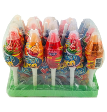 Карамель Канди Клаб  7гр*30*(12бл) Дабл Поп на палочке с кислой пудрой