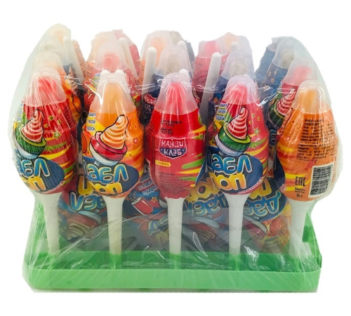 Карамель Канди Клаб  7гр*30*(12бл) Дабл Поп на палочке с кислой пудрой