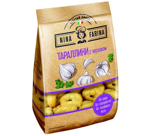 Тараллини Nina Farina Яшкино 180г*24 с чесноком