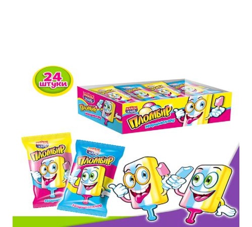 Зефир Канди Клаб 14гр*24*(12бл) Пломбир Маршмеллоу