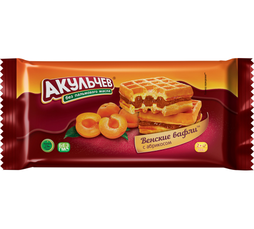Вафли"Акульчев"Венские" 100г*22 Абрикос