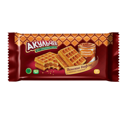 Вафли"Акульчев"Венские" 100г*22 Со сгущенкой