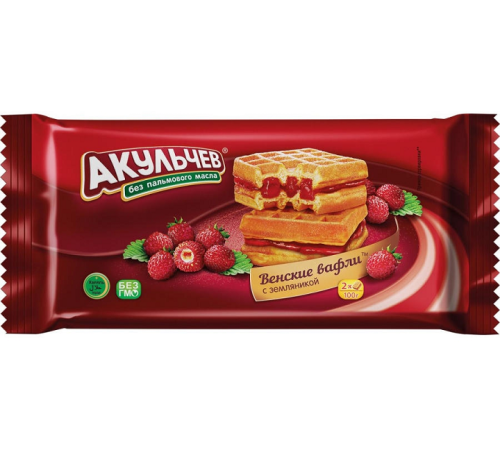 Вафли"Акульчев"Венские" 100г*22 Земляника