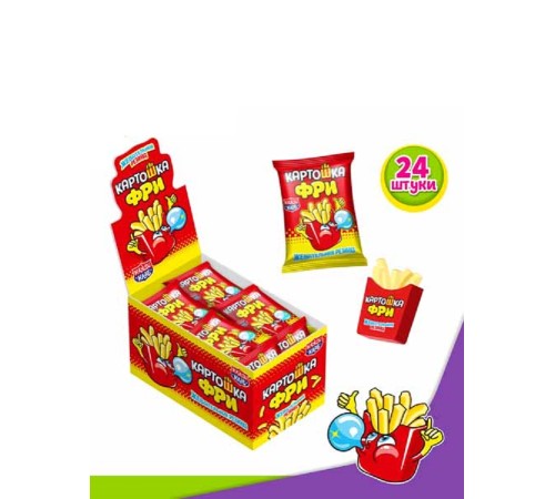 Жевательная резинка Канди Клаб 15гр*24*(12бл) Картошка фри