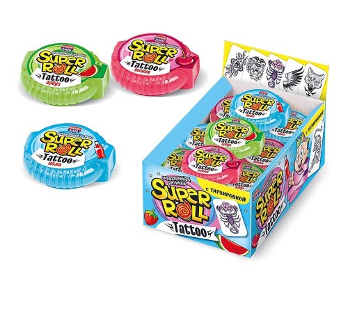 Жевательная резинка Канди Клаб 12гр*24*(16бл) SUPER ROLL TATTOO