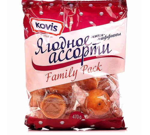 Мини-маффины"Ковис" 470г*6 Ягодное ассорти