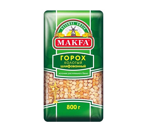 Горох колотый шлифованный "Макфа" 800гр*6