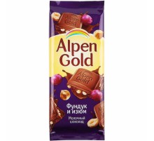 Альпен Гольд  80гх21шт Фундук/Изюм