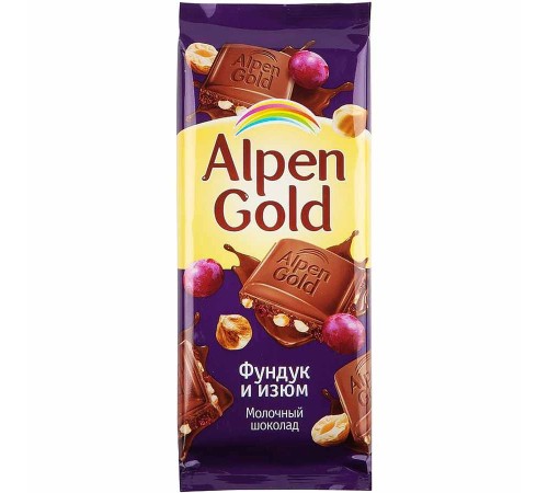 Альпен Гольд  80гх21шт Фундук/Изюм
