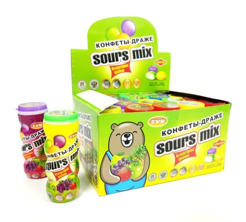 Жевательная конфета -драже SOUR MIX 12гр*20шт*(24бл) ZVN