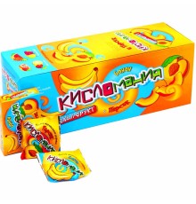 Жевательная конфета Канди Клаб 14гр*30*(12бл) Кисломания Дабл фрукт Банан и персик