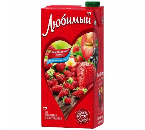 Сок"Любимый"0,95л*12 Яблоко/ЧРябина/Земляника (напиток)