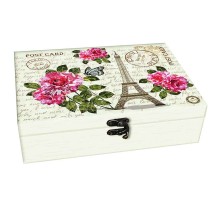 ИМЧ Шкатулка большая с зеркалом Эйфелева башня 75г*(12) чай черный