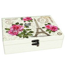 ИМЧ Шкатулка большая с зеркалом Эйфелева башня 75г*(12) чай черный