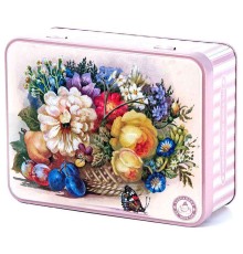 ИМЧ Шкатулка Пионы ж/б  50г*(12) чай черный