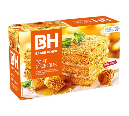 Торт бисквитный Baker House 350г*8 Медовик