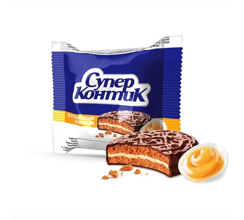 Супер-Контик печенье- сэндвич 100гр*50 Со сгущ.молоком