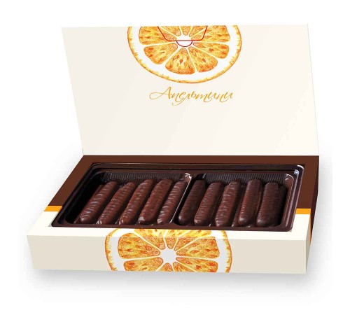 Апельтини 160гр*12 апельсиновые палочки в шок. глазури