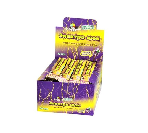 Жевательная конфета  Электрошок 20гр*50*(12бл) Виноград