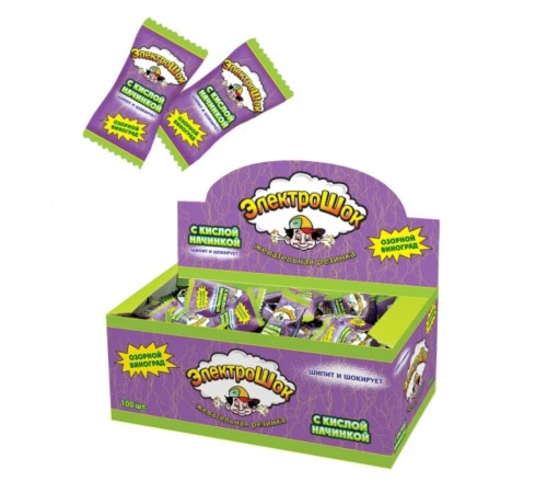 Жевательная резинка  Электрошок 3,5гр*100*(20бл) Виноград