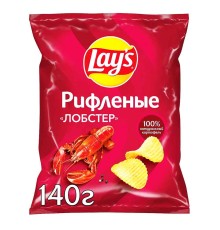 Лейс  140 г*19 чипсы рифленые Лобстер