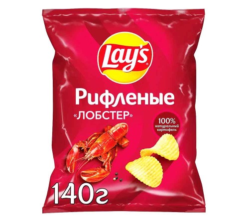 Лейс  140 г*19 чипсы рифленые Лобстер