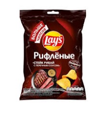 Лейс  50гр*28 чипсы рифл.со вкусом Стейк Рибай