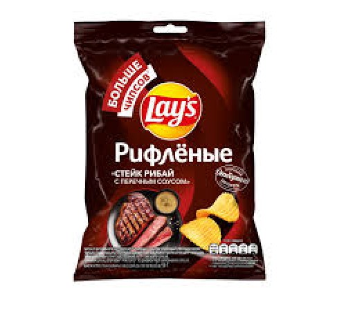 Лейс  50гр*28 чипсы рифл.со вкусом Стейк Рибай
