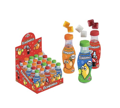 Жевательная резинка Канди Клаб  7гр*30*(12бл) Газировка в бутылочках