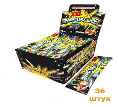 Жевательная конфета  Электрошок XXL  25гр*36*(12бл) Тропик