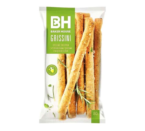 Хлебные палочки "GRISSINI"80г*15 С итальянскими травами и морской солью