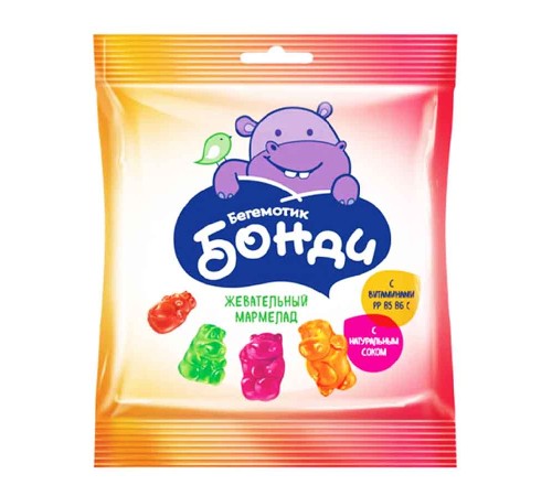 Жевательный мармелад"Бегемотик Бонди"Яшкино 30гр*90
