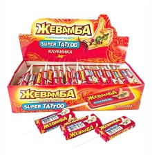 Жевательная конфета Канди Клаб 10гр*50*(12бл) Жевамба Super tatоо Клубника